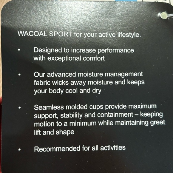 WACOAL SPORT Sz 38C Bra Underwire J-Hook Adjustable Back No Padding NEW WITH TAG - Picture 12 of 13